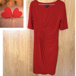 The Perfect Red Midi Pleated Waist Dress